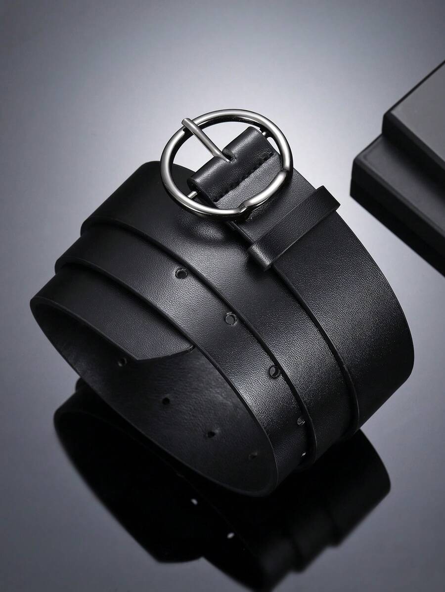 1pc Men's Casual Fashion Convex Buckle Decorated Belt - Gun Black Buckle - View 1