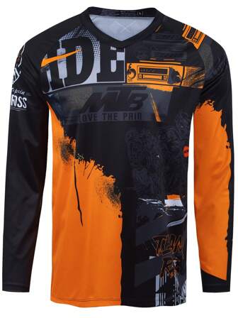 TELEYI MTB Jersey Downhill Racing T-Shirt For Cycling, Motorcycle, And Off-Road Biking, Long-Sleeve Sports Top.