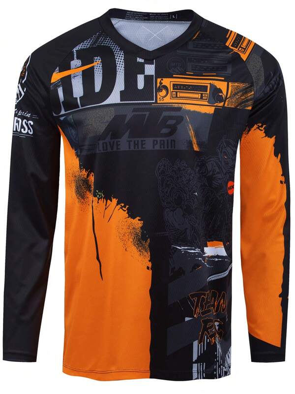 TELEYI MTB Jersey Downhill Racing T-Shirt For Cycling, Motorcycle, And Off-Road Biking, Long-Sleeve Sports Top.