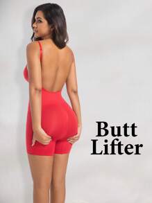 1 pieza Shapewear sin costuras de talla grande para mujer, cinturilla, levantador de glúteos, mono con suavización de espalda