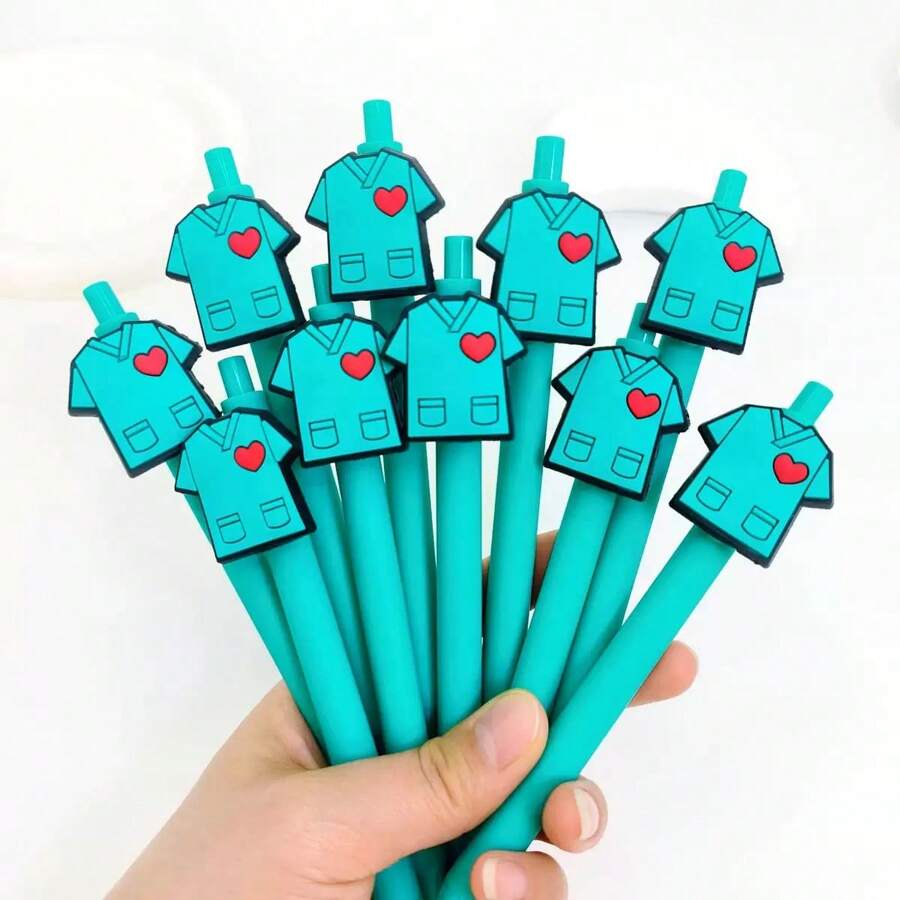 Canetas esferográficas retráteis com design fosco médico, séries azul e verde, corpo oval de plástico 1.0, presentes de estilo aleatório para profissionais de saúde de volta às aulas