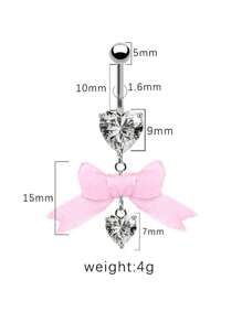 2 chiếc khuyên rốn 14G, thanh thép không gỉ hình bướm hồng, nơ trang sức xỏ rốn đính đá Cubic Zirconia và pha lê Rhinestone hình nơ hồng, giọt nước, trái tim dễ thương, quà tặng sinh nhật cho người yêu 10mm, lễ hội âm nhạc - có màu bạc - Xem 5