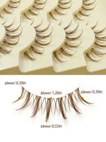 Rikuaild 5 pares de pestañas postizas manga de color marrón, pestañas de anime de aspecto natural y suave, extensión de pestañas marrones, banda transparente reutilizable, pestañas postizas naturales