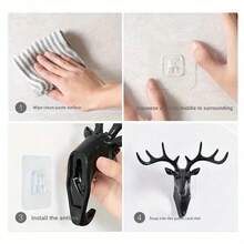 1/2 Piezas - Decorativo gancho estilo asta de ciervo para el hogar, estante de pared colgante creativo personalizado, ganchos de pared en forma de cabeza de ciervo para llaves, sombreros y abrigos