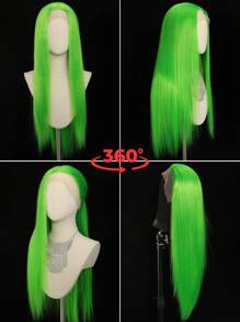 Elegant Straight Lace Front Wig 13x4 Light Green High Density 180% For Women - High Temperature Fiber, Glueless, Pre-Plucked, Heat Resistant Synthetic Hair Wigs - 綠色 - 查看 5