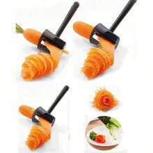 1 Pieza Herramienta multifuncional de acero inoxidable para tallar vegetales y frutas - Pelador en forma de flor en espiral, cortador tipo embudo creativo, utensilio de cocina manual para uso en restaurantes y el hogar