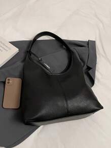 Dedoo 1件纯色新款PU个性化日常通勤手提包，简约托特包，单肩包，腋下包，带模块化信封袋和零钱包