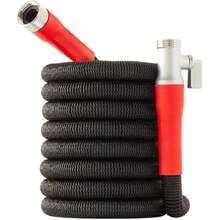 Manguera de bolsillo Silver Bullet 2.0 extensible para jardín de 50 pies con boquilla Turbo Shot AS-SEEN-ON-TV, sin plomo, conectores de aluminio sólido, válvula de fácil encendido/apagado, sin - Negro - Ver 1