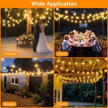 Solar Light Bulb String 15M 20+1 Light/20M 26+2 Light/30M 38+2 Light, RF Remote Control, Suitable For Outdoor Courtyards, Gatherings And Picnics Waterproof LED Garden Lights Weatherproof Solar Powered Outside Light For Gazebo Pergola Patio