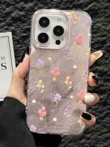 Funda de teléfono con textura de papel de seda de estilo coreano elegante con patrón de tulipanes coloridos, que ofrece cobertura total, compatible con iPhone 11/12/13/14/15/16/16Pro/16ProMax, ideal para uso personal o como regalo