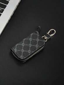 Estuche para llaves de hombre de negocios, soporte compacto y de moda de PU con estampado floral para llavero, monedero, billetera mini para hombre