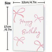 1 张精致光滑的正面，精美的蝴蝶结生日贺卡，背面书写流畅，品质卓越，“生日快乐！”精美的设计，适合送给朋友、家人和同学的生日礼物 - 彩色 - 查看 2