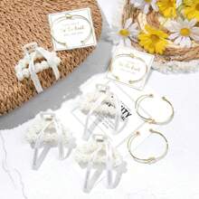 12 món quà cầu hôn phù dâu, kẹp tóc ngọc trai & vòng tay thắt nút phù dâu, quà tặng tiệc độc thân, phụ kiện tóc cho tiệc cưới dành cho phụ nữ - Nhiều màu - Xem 9
