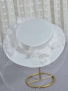 优雅女士法式小礼帽、英伦复古礼帽、贵族淑女礼帽、白色婚纱礼帽、面纱礼帽、礼帽配饰、正式礼帽、赛马礼帽、舞会礼帽、新娘头饰、拍照头饰