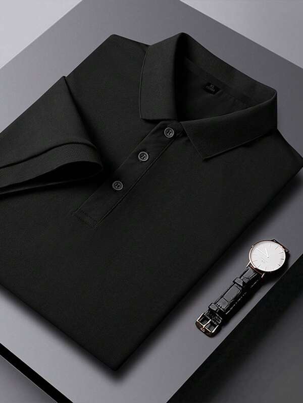 1 Piece Of Men's Business Casual Short-Sleeved Shirt, Polo Shirt For Work, Leisure And Dates, The Best Gift For Your Boyfriend.
