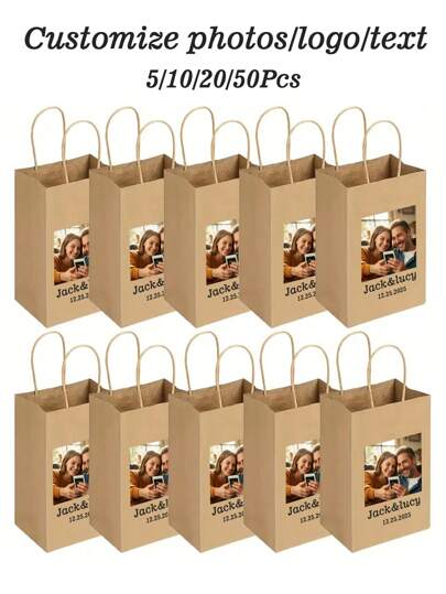 5/10/20/50 st. anpassade kraftpapperspåsar, anpassningsbara med foton/logotyper/text, lämpliga för livsmedelsbutiker, shopping, detaljhandelspåsar, födelsedag, bröllop, festpresentpåsar, praktiska och bekväma, smyckesdisplay och förpackningstillbehör, för årsdagar, för födelsedagar, för examen, för bal, för fest, skolmaterial, tillbaka till skolan, för kontoret, för skolan, för klassrummet, för lärarpresenter, för universitet, för kollegor, för studentrum, för lärare, för pojkar och flickor, för tonåringar, högstadieelever, mellanstadieelever, gymnasieelever, högskoleelever, universitetsstudenter, förstaårsstudenter, andraårsstudenter, förstaårsstudenter