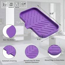 Silicone Bathroom Soap Dishes With Drain Spout-Bathroom And Kitchen Sink Organizer,Sponge Holder,Dish Soap Tray,Perfect For Dispenser,Scrubber,Bottle,Cup On Sink Or Counter-Coffee 4.9"*3.2" - 紫色 - 查看 3