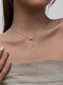 1pc Girl's Delicate Velvet Bow Pearl Decor Necklace, Minimalist Korean Style Choker Necklace