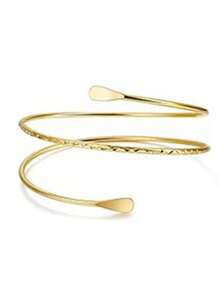 6pcs Set Minimalist Modern Geometric Metal Music Note Bracelet, Exaggerated Leaf Bangle Suit, Suitable For Party, Gift, Daily Wear - Gold - View 4