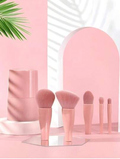 5 sztuk/zestaw Zestaw pędzli do makijażu, pędzel do cieni do powiek, pędzel do ust, pędzel do podkładu, pędzel do eyelinera, przenośne narzędzia do makijażu