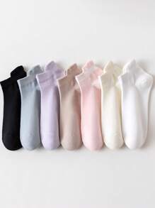 7 pares de calcetines tobilleros bajos de colores caramelo para mujer, mezcla y combinación de calcetines cortos clásicos, cómodos y suaves