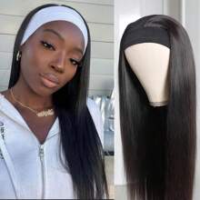 40 Inch Headband Wig Human Hair Straight Headband Wigs For Black Women Glueless None Lace Front Wig Brazilian Virgin Human Hair Wigs Natural Color - Natural Black - 查看 11
