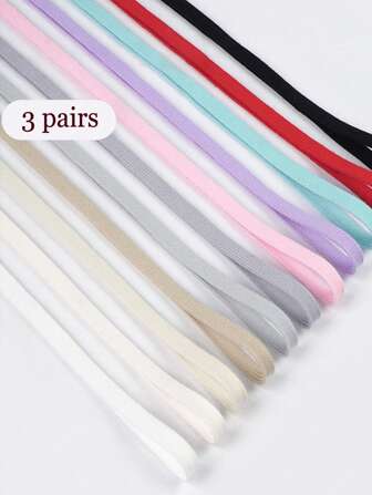 3 双纯色扁平鞋带，适用于帆布鞋、运动鞋，男女通用