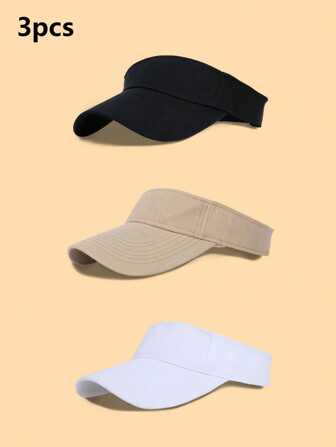 Set de 3 gorras de béisbol para mujer de estilo liso para deportes al aire libre, gorra de golf transpirable, gorra visera con protección solar, ajustable para playa, viajes, parejas, estudiantes