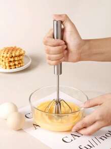 1 件半自动旋转打蛋器，不锈钢搅拌器，鸡蛋、面粉和馅料搅拌工具，适用于厨房烹饪用具、奶油制作、半自动压榨操作 - 銀色 - 查看 7