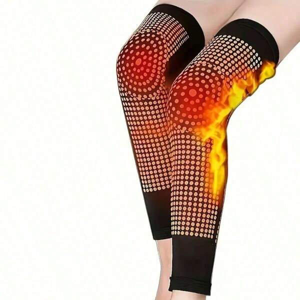 1Pc Mugwort Heated Knee Pads, Comfortable Polyester Fiber Continuous Heating, Suitable For Outdoor Activities, Cycling And Leg Warmth(Single Pack)