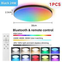 Bluetooth Smart Ceiling Light, RGB Dimming, Alexa Voice Control, Decorative Ceiling Panel Light, Large Size Panel, 220V Remote Control LED Ceiling Light, 1pc/2pcs Set, 3-Color Adjustable/RGB Adjustable, Suitable For Bedroom/Kitchen/Living Room/Kids Room/Entrance/Closet/Garage/Corridor/Entertainment Room/Computer Room/Hallway/Dressing Room/Rental House/Small Room/Streaming Room, Select Appropriate Size Based On Usage Needs - Ceiling Light Remote Control - View 22