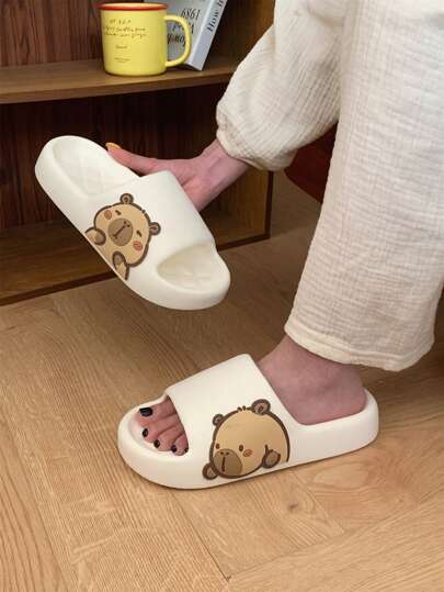  XIXITIAO Capybara Couple Slippers, Soft Flat Casual Slippers, EVA Spring/Summer Cute Slippers, Solid Color Classic Flat Slippers With Fashionable Capybara Pattern, Suitable For Outdoor/Beach/Home Use