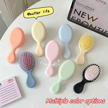 1PC Personalized Customized Cute Mini Exfoliating Brush, Nylon Mane, ABS Plastic Handle, Resin Grip, Anti-Static Massage Comb For Textured Hair, With Air Cushion, Suitable For Girl And Girls, Portable Comb For Daily Use Back To School