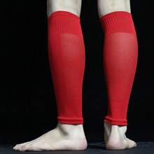 1 Coppia di protezioni per gambe da calcio professionali ad alta elasticità, design a singolo strato con tasche e fori di aerazione in rete traspirante