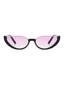 1 pieza Gafas de moda con montura a media de color negro con efecto de ojo de gato, lentes degradados, estilo vintage para mujer, ideales para verano, playa, vacaciones, exterior y viajes