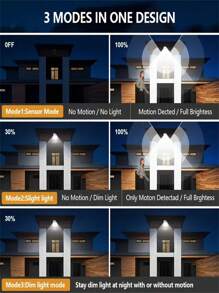 Um Conjunto de Duas Luzes de Parede a Energia Solar com Sensores de Movimento e Controle Remoto, Projetadas para Uso Externo. Elas são Adequadas para Pátios, Garagens e Fazendas, com Design à Prova de Furto e Classificação IP44., Iluminação de Jardim Exterior para Caminho, Quintal, Pátio