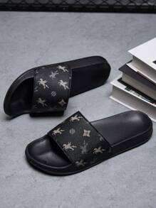 Men's New Arrival High Elastic Anti-Slip Bottom Casual Indoor Slippers With Elements, For Parks, Streets And Beaches - Black - View 27