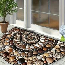 Colorful Pebble & Floral Welcome Mat - Non-Slip, Easy Clean, Semi-Round Door Mat For Indoor/Outdoor Use - Perfect For Entryway, Kitchen, Bathroom, Patio, Balcony Decor Home Bathroom Decor Bath Rug Floor Carpet Outdoor Rug Door Mat Fall Decor Bathroom Accessories Back To School Entryway Decor - Multicolor - View 2