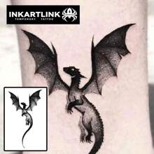 INKARTLINK Revolutionary Technology Temporary Tattoos - Dinosaur & Herbal Juice Tattoos, Magic Tattoos, 15 Day Tattoos, Semi-Permanent Tattoos, Realistic Fake Tattoos, Long-Lasting 1-2 Weeks - Black - View 3