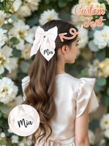 1 pièce nœud papillon personnalisé avec nom, nœuds papillons pour les cheveux des filles. Barrettes à pince alligator avec nœud papillon de couleur unie. Barrettes élégantes en ruban de satin unicolore. Accessoires pour cheveux pour filles, cadeaux de mariage et d'anniversaire, accessoires de cheveux pour mariée et tout-petits