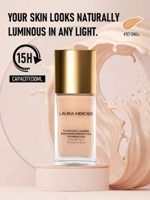 Laura Mercier 无瑕光采粉底液 #1C1 Shell 1 液体盎司/30毫升 - | 持妆15小时，保湿配方，打造透亮肤色 | 中度至高度遮瑕，自然光泽妆效 | 透气配方，提升肌肤光泽，遮盖瑕疵 | 蕴含维生素C，提亮肤色，改善肤质 - 1C1 Shell - 查看 6