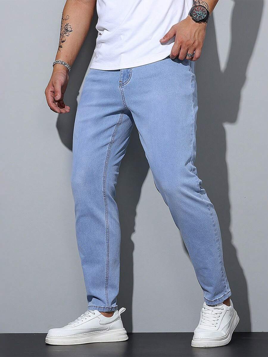 1 件装男士弹力牛仔裤，韩版修身休闲裤