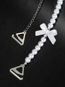 2 regulowane ramiączka do biustonosza zdobione perłami, odpinany łańcuszek na klatkę piersiową, pasek na ramię do bielizny, odkryte plecy na imprezę Rave