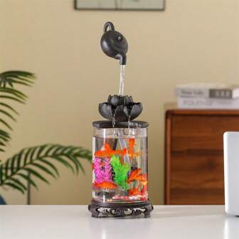 1pc Ceramic Desktop Fountain, USB Powered Mini Waterfall Fountain, Indoor Decorative Greenery Atmosphere For Office, Bedroom, Bar - Various Room Types, ≤36V