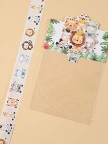 500pcs Jungle Animal Shaped Stickers, Jungle Animal Pattern Shape Stickers, Jungle Animal Theme Party Decoration Stickers, Birthday Holiday Party Gift Wrap Supplies, Gender Reveal Babe Shower Gift Bag Seal Stickers, DIY Craft Stickers, Decorative Wrap Stickers Labels, Envelope Greeting Cards Stickers, Party Decoration Stickers, Home Decor, Party Favors