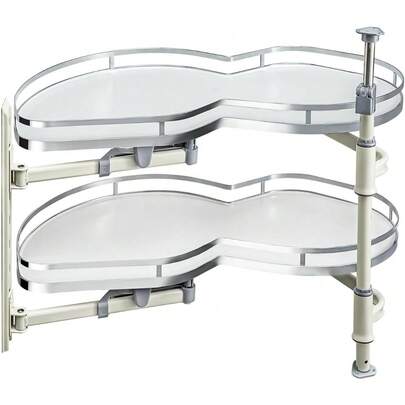 Kitchen CabinetBlind Corner Pullout Organizer 2 Tiers Swing Tray Pull-Out Shelving Corner Storage CabinetEach Tray Swings Independently For 900mm Cabinet (Right Handed Open)