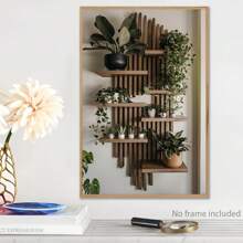 1 pieza plana/bidimensional de obra de arte botánica en maceta montada en la pared, un póster de pintura adecuado para salas de estar, áreas de comedor, garajes, oficinas, bares y patios. Es una pintura decorativa de arte de pared sin marco de madera sólida, con marco opcional - Multicolor - Ver 6