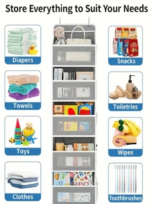 1 Piece Of 4/5 Layer Door Hanging Storage Bag, Shelf Wall Hanging Storage, Non-Woven Fabric, Foldable, Additional Storage Space, Suitable For Family Bedrooms, Dormitories, Storage Rooms, Bathrooms, Living Rooms, Kitchens - Grey - View 3