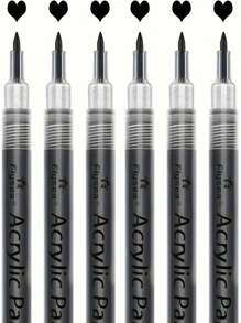 6 pièces Stylos peinture acrylique noirs, pointe fine 0,7 mm, marqueurs imperméables pour pierres, céramique, verre, canevas, tasses, métal, bois et artisanat DIY, marqueurs d'art | Stylos peinture lisses | Marqueurs imperméables, marqueurs pour peinture, fournitures de bureau, fournitures scolaires