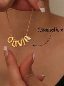 1PC Customized Bubble Letter Name Necklace, Minimalist Design Gift For Mother Or Daughter Back To School Winter Gift Ideas Boy Girl Valentine's Day, Unique Ideal Gifts For Lover One, Best Friends, For Anniversaries, Birthdays, Daily Wear, Prom, Mother's Day